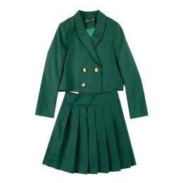 設計學院英倫風西裝套裝      訂製女裝短款綠色制服      英倫學生班服校服百褶裙     SSU-011 設計學院英倫風西裝套裝      訂製女裝短款綠色制服      英倫學生班服校服百褶裙     SSU-011